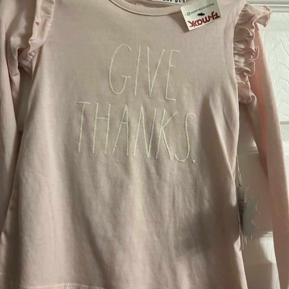 Rae Dunn Pink Long Sleeve Matching Set with Ruffle Details